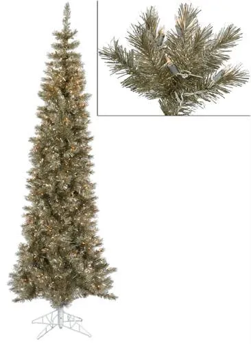 10' Pre-Lit Champagne Ashley Spruce Pencil Christmas Tree - Clear Lights