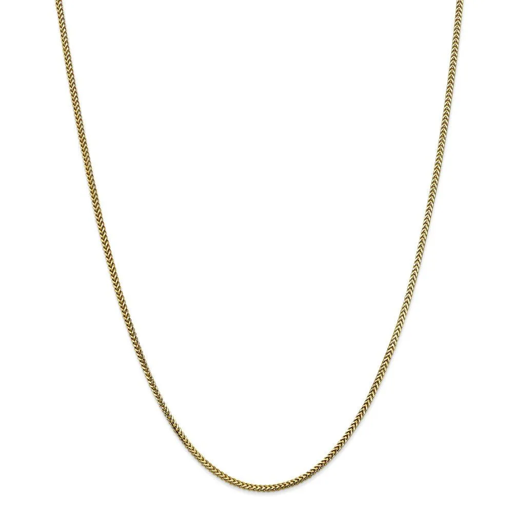 1.5mm 10k Yellow Gold Solid Franco Chain Necklace