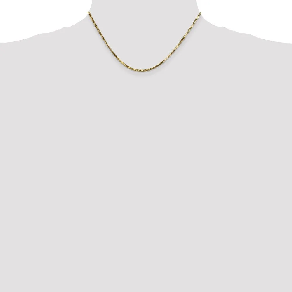 1.5mm 10k Yellow Gold Solid Franco Chain Necklace