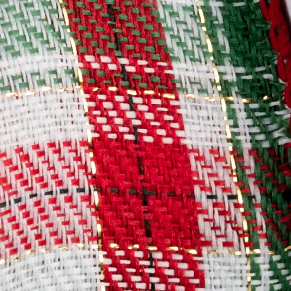 1.5" Audrey Christmas Plaid Ribbon: White, Red, Green (10 Yards)