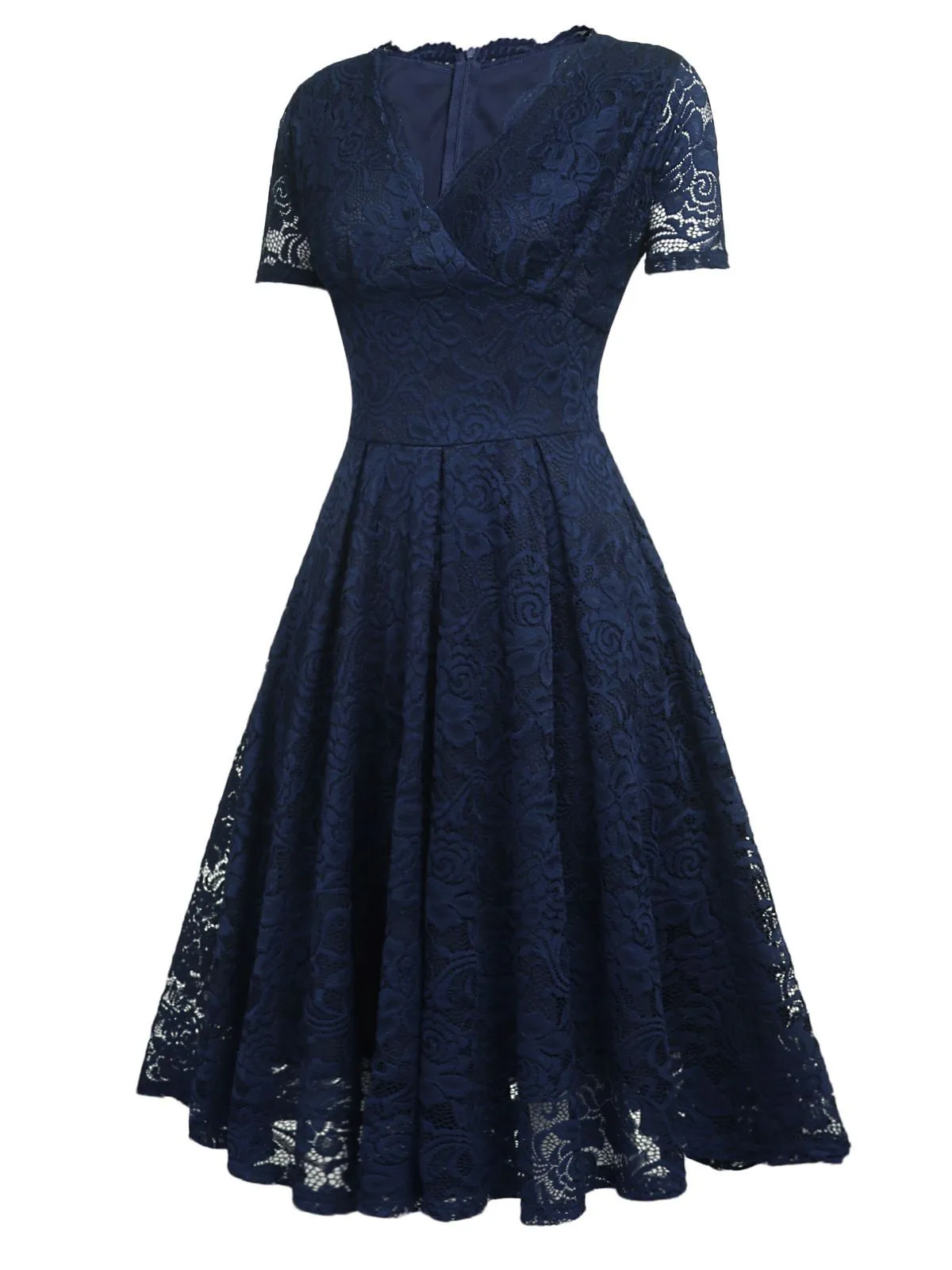 1950s Floral Lace Solid Swing Dress