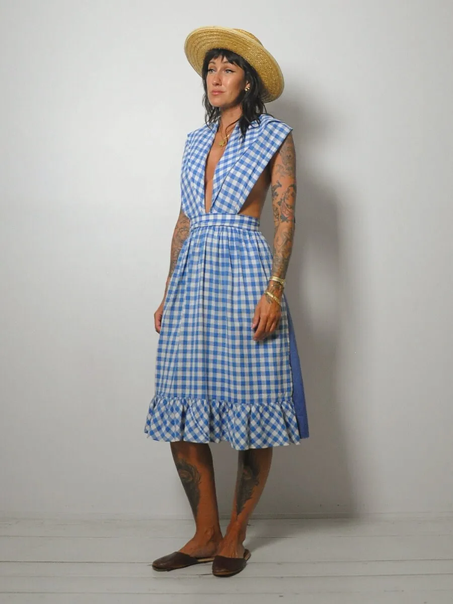 1970's Gingham Cotton Apron Dress