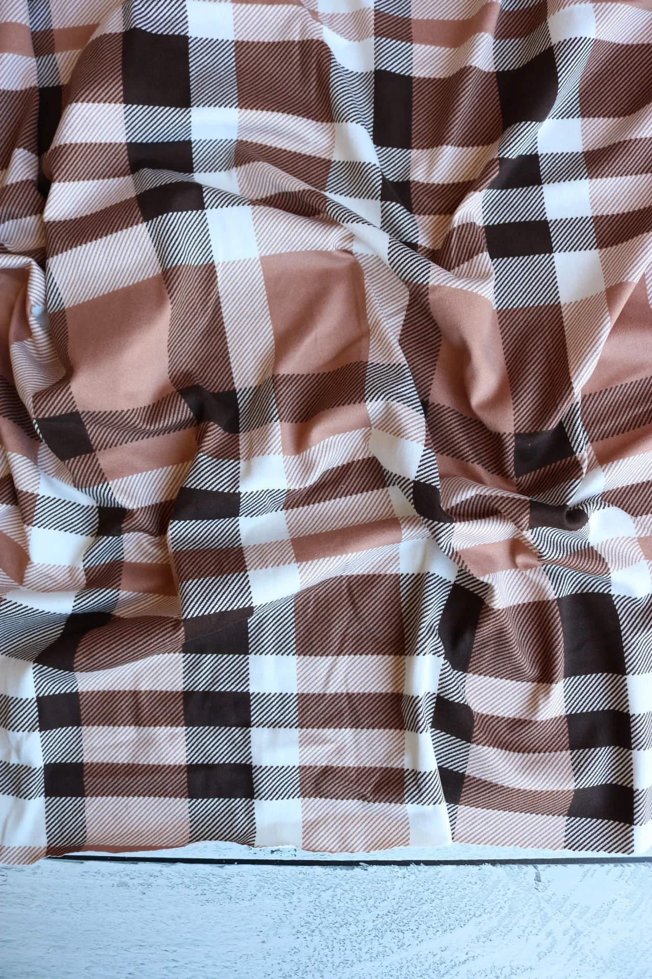 1YD PRECUT; Log Cabin Plaid Double Brushed Poly