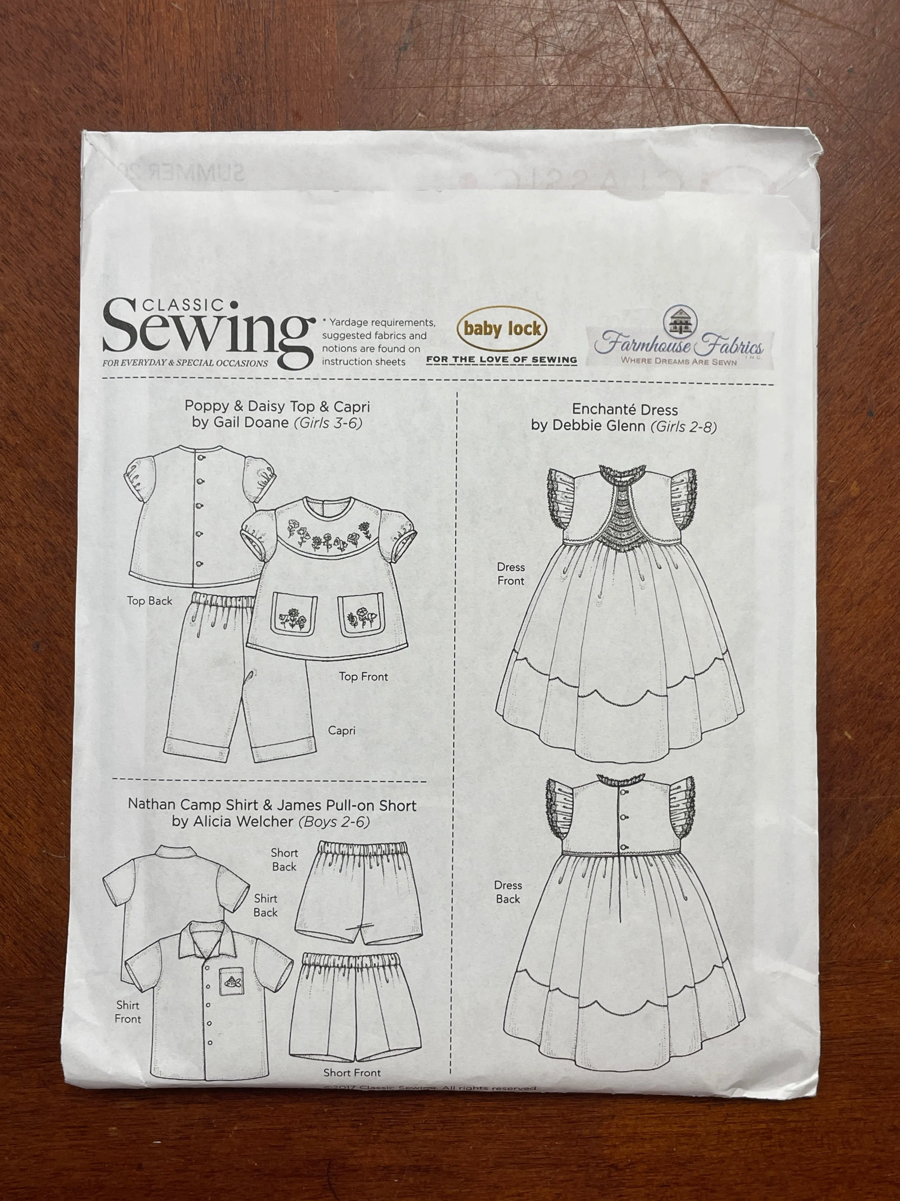 2017 Classic Sewing Summer 2017 Pattern - Childs Dresses, Shirts, Skirts and Pants FACTORY FOLDED