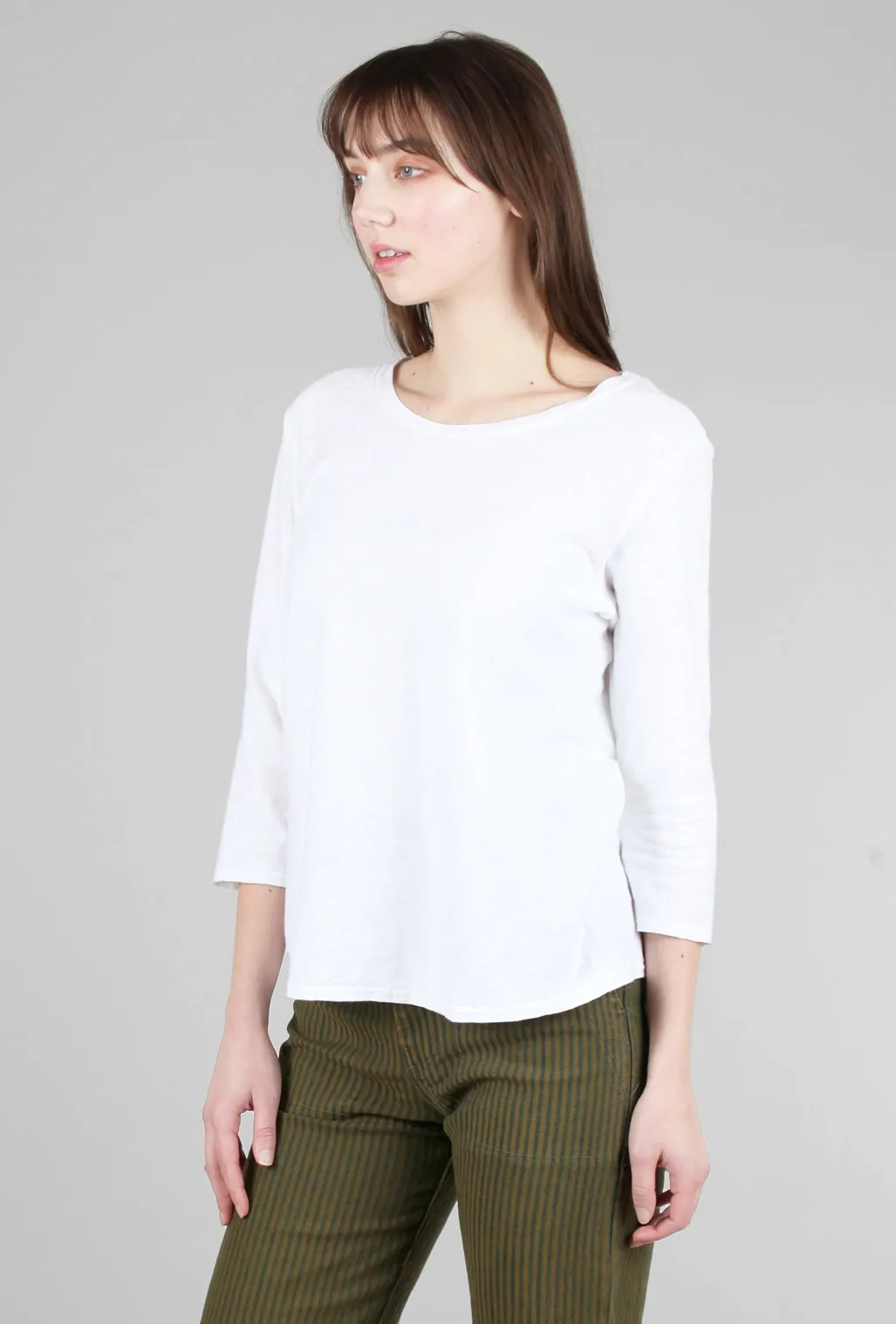 3/4-Sleeve Bias Tee, White