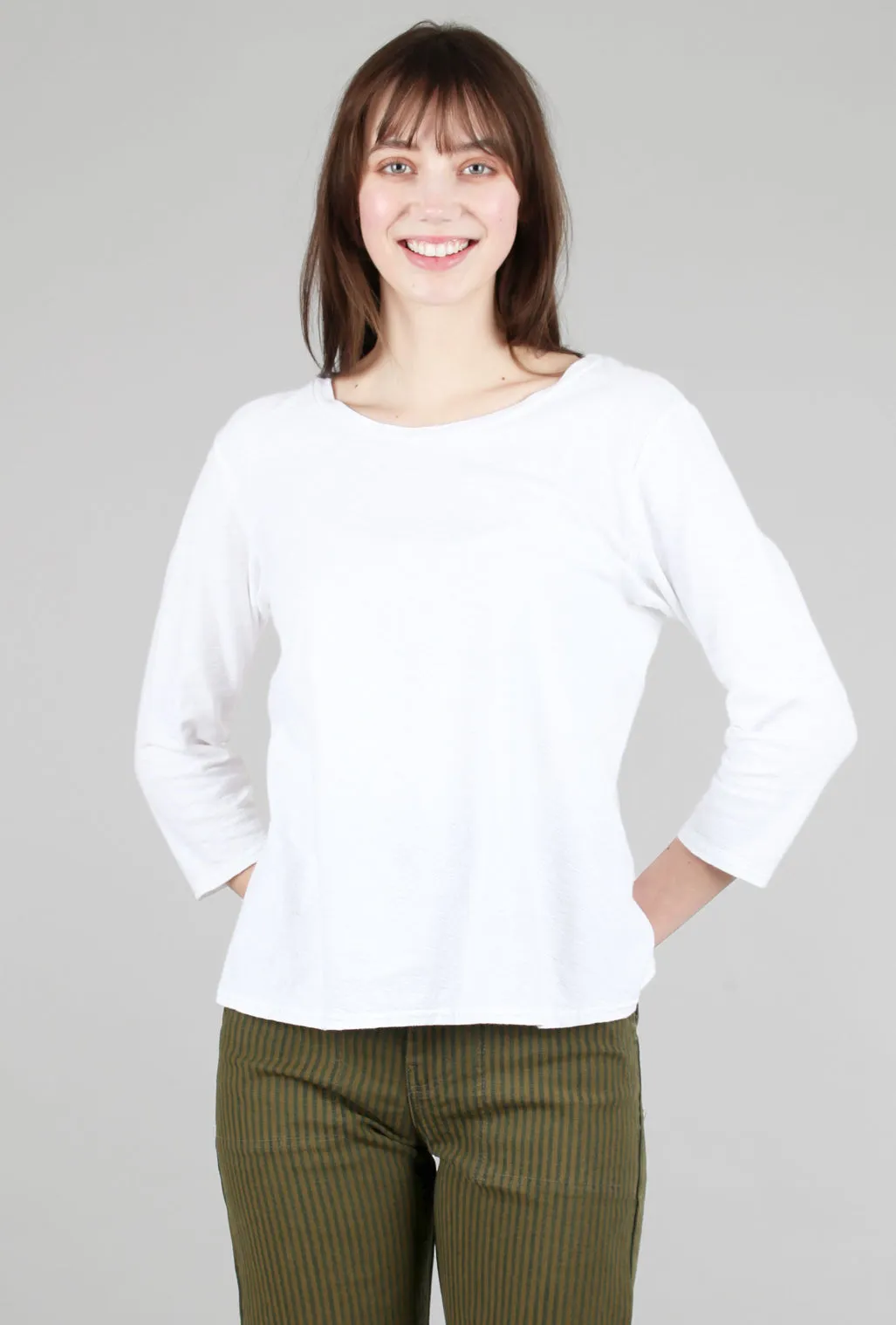 3/4-Sleeve Bias Tee, White