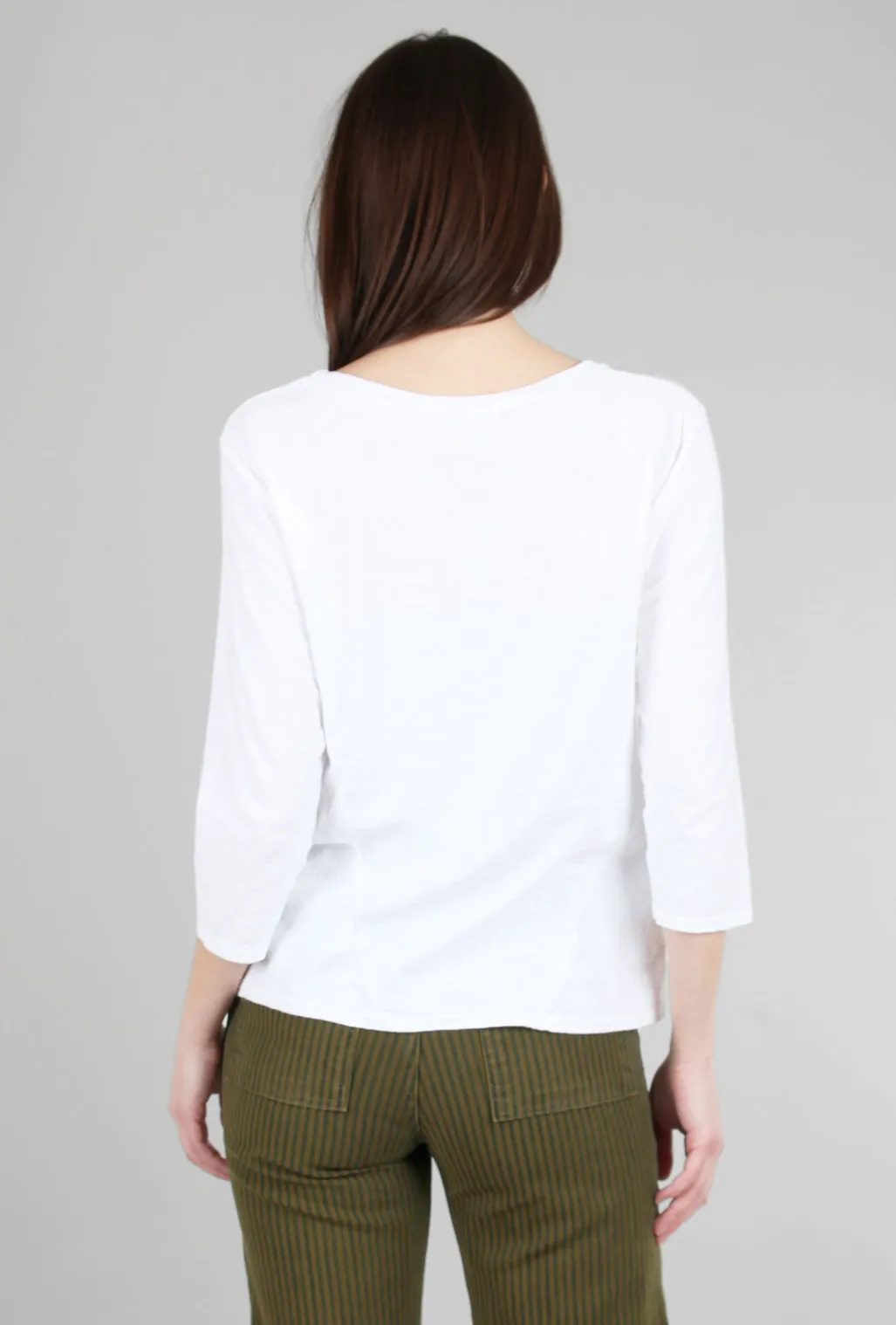 3/4-Sleeve Bias Tee, White