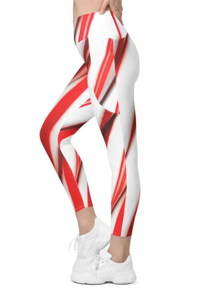 3D Candy Cane Leggings With Pockets