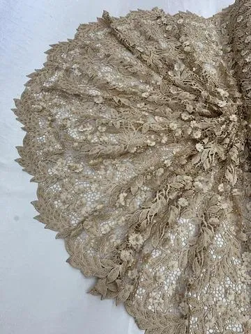 3D Flowers Bridal Heavy Double Beaded Floral Mesh Lace Fabric By The Yard