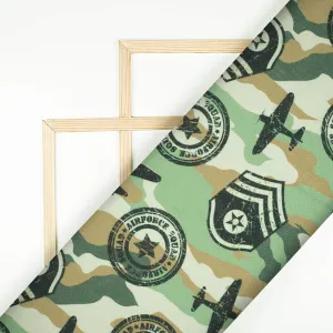 Army Green And Black Camouflage Digital Print Linen Textured Fabric (Width 56 Inches)