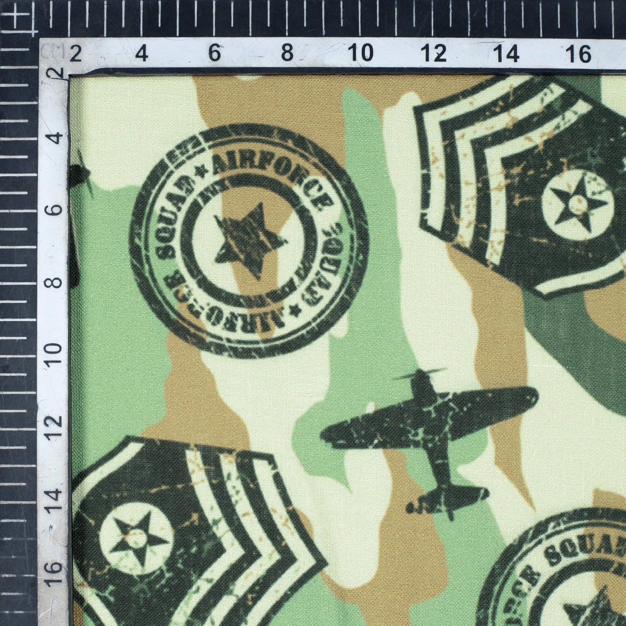 Army Green And Black Camouflage Digital Print Linen Textured Fabric (Width 56 Inches)