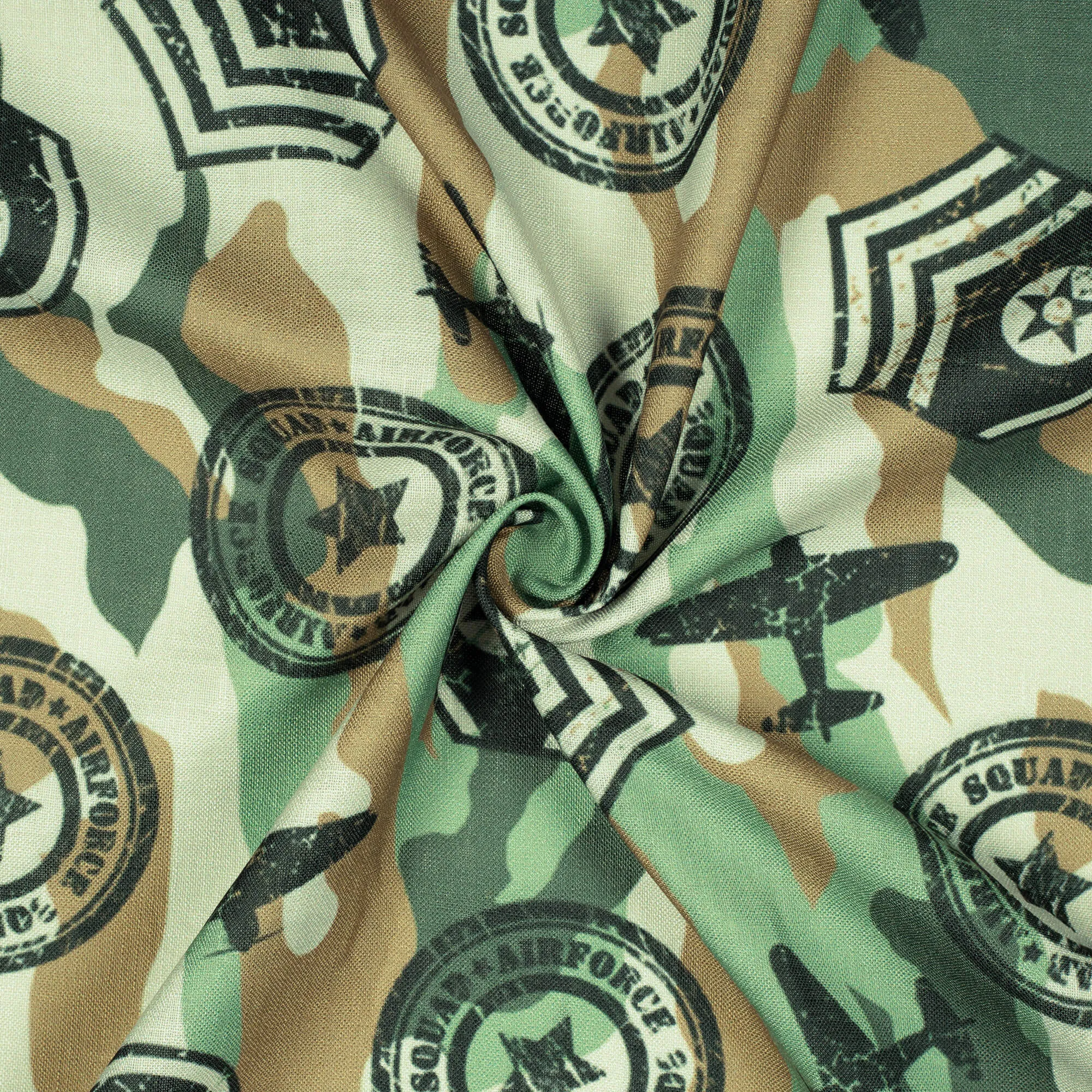 Army Green And Black Camouflage Digital Print Linen Textured Fabric (Width 56 Inches)