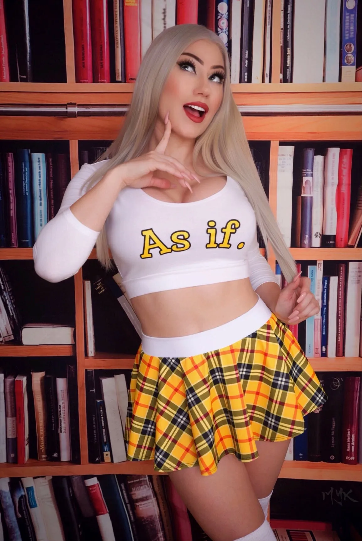 As If Plaid Mini Circle Skirt in Yellow