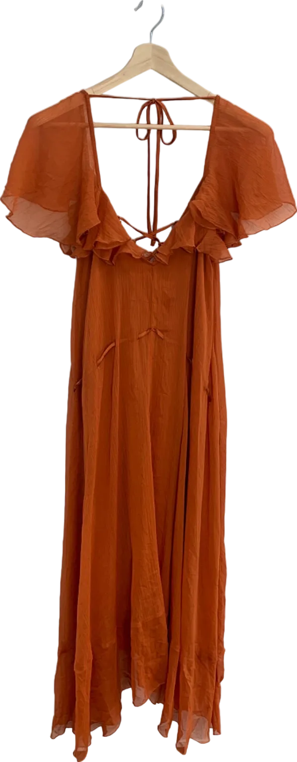 ASOS Design Rust Ruffle Trim Maxi Dress UK 10