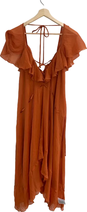 ASOS Design Rust Ruffle Trim Maxi Dress UK 10