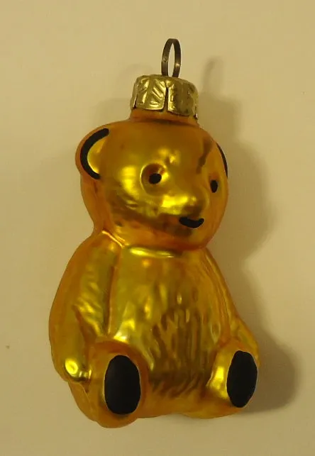 Baby Teddy Bear Old World Ornament European Glass -- Used