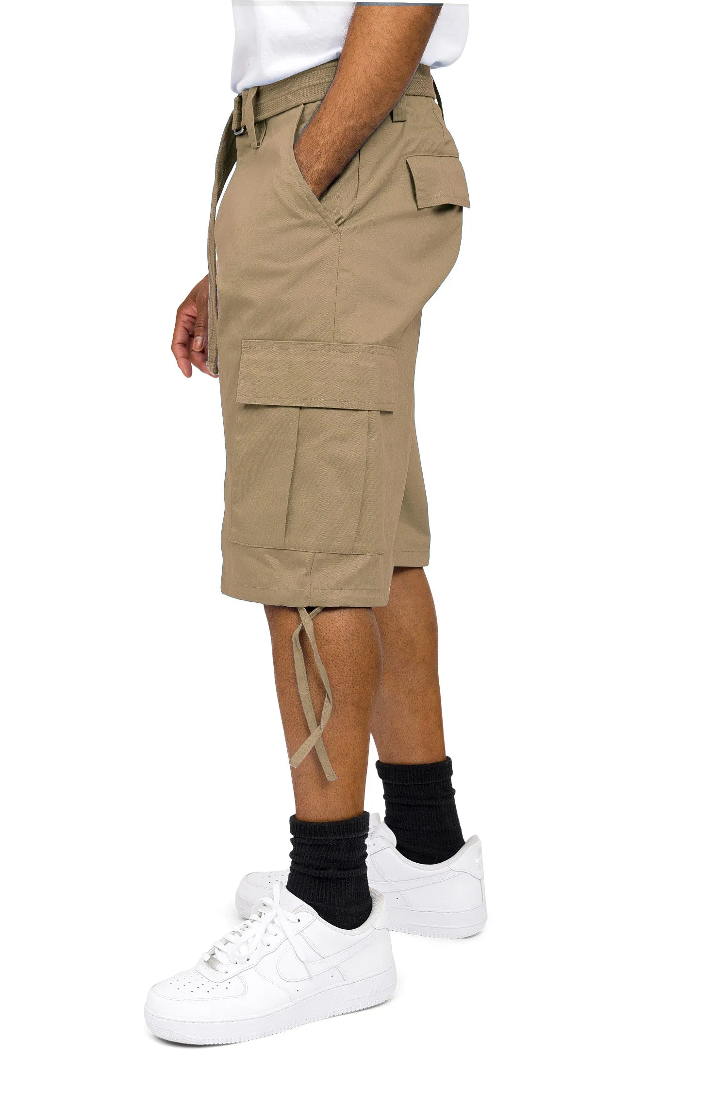 Belted Solid Cargo Shorts (New Colorways)