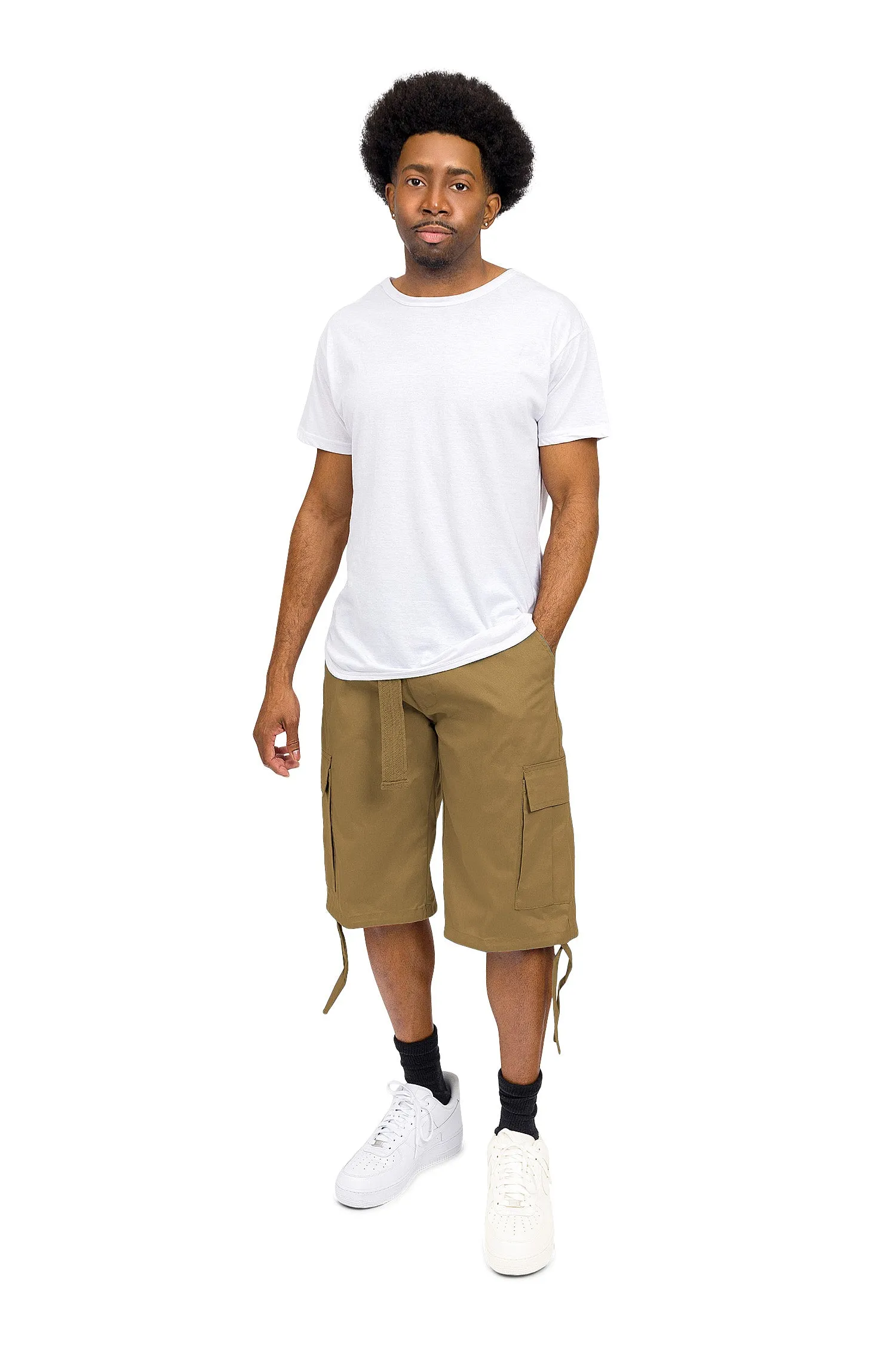 Belted Solid Cargo Shorts (New Colorways)