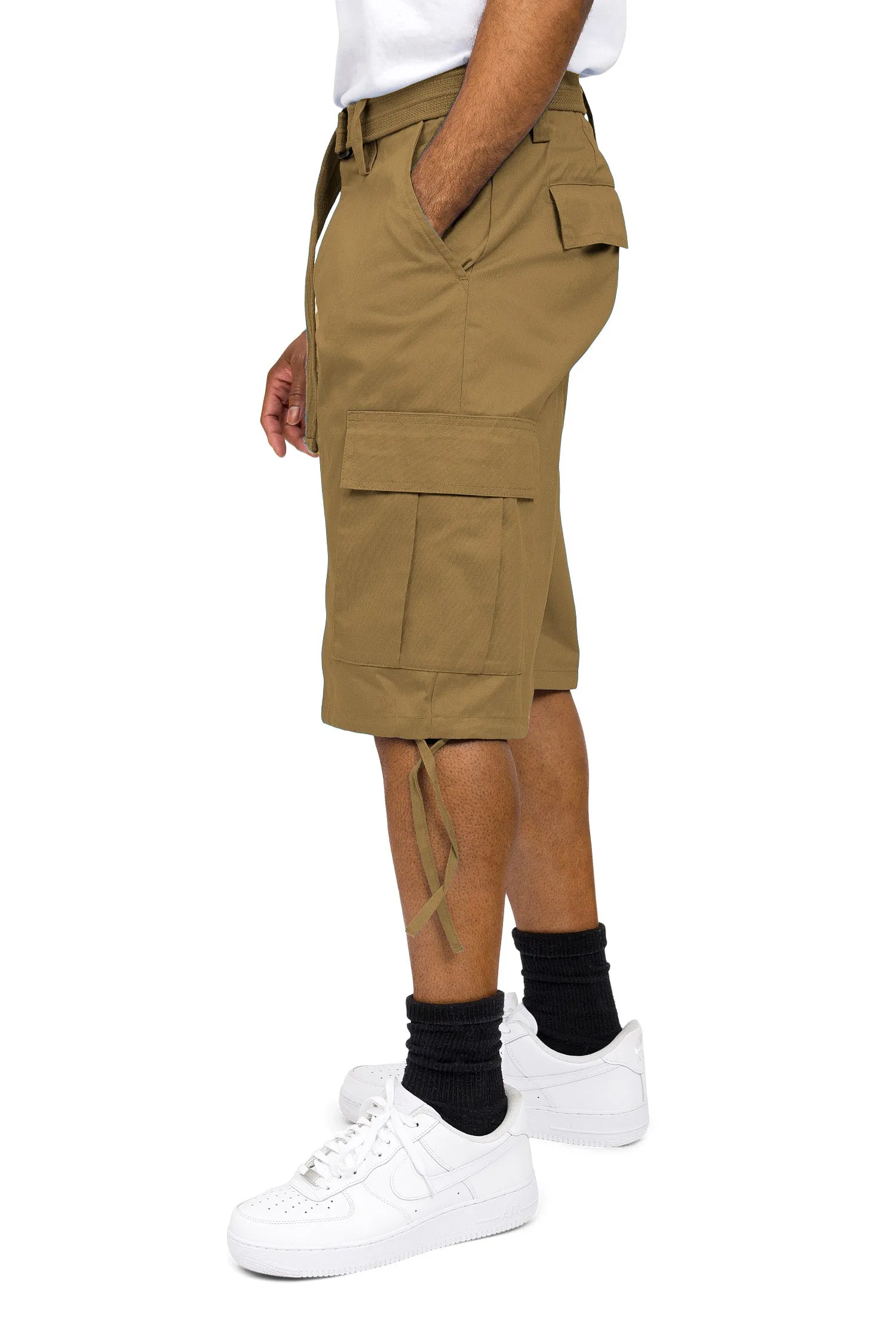 Belted Solid Cargo Shorts (New Colorways)