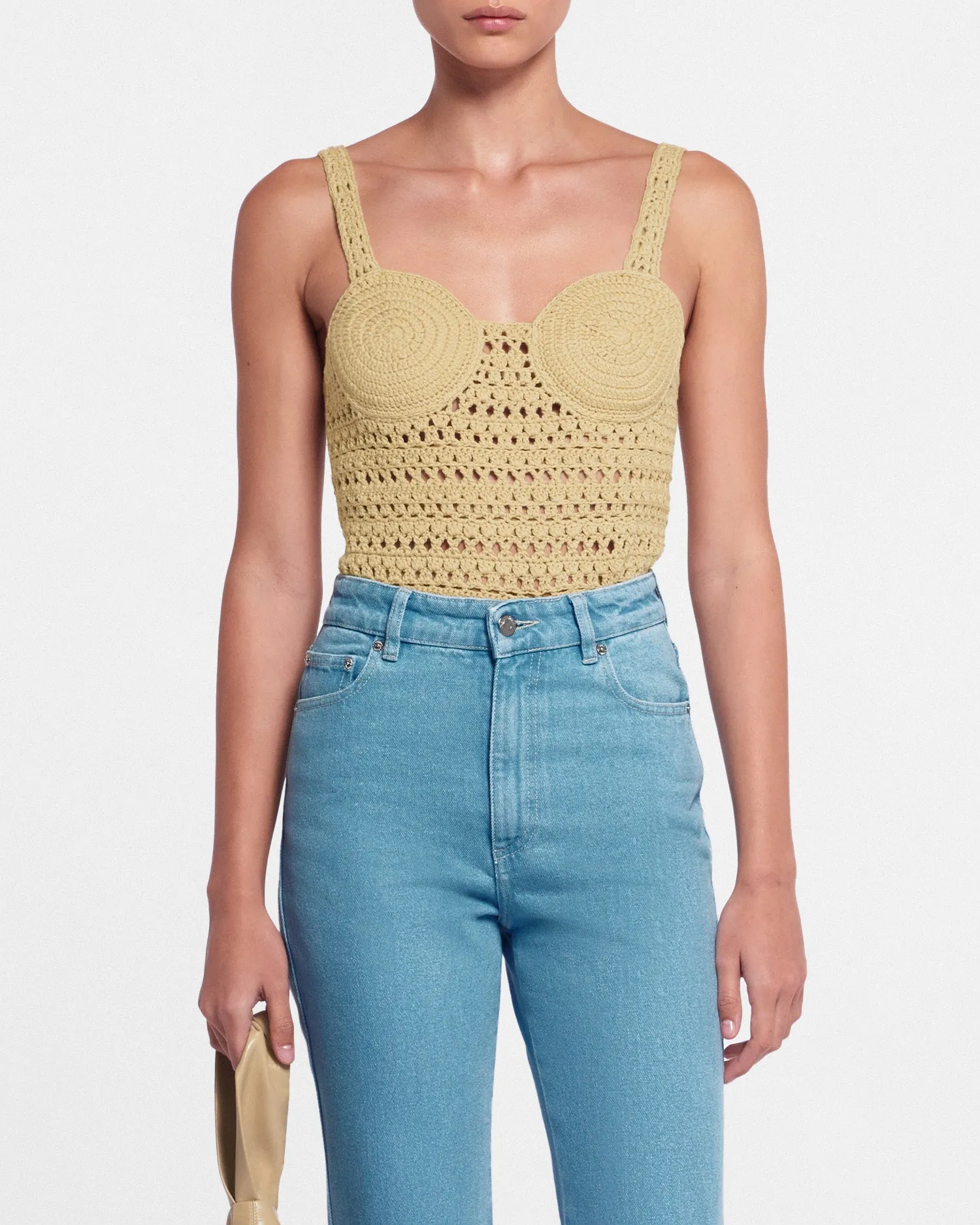 Bernou - Sale Crochet-Knit Top - Beige Crochet