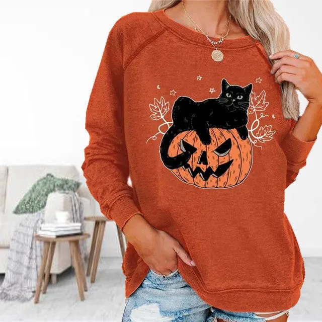 BerryBetty - Cat Print Halloween T-Shirt