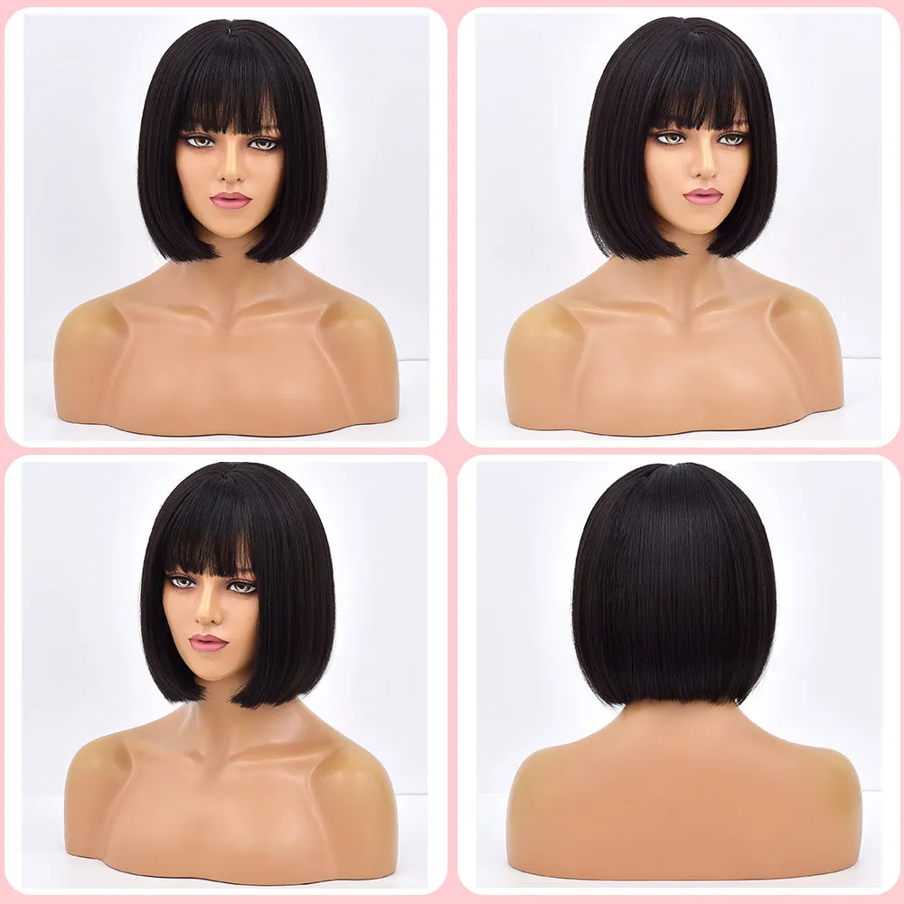 Black 12" Bob Wig w/ Bangs