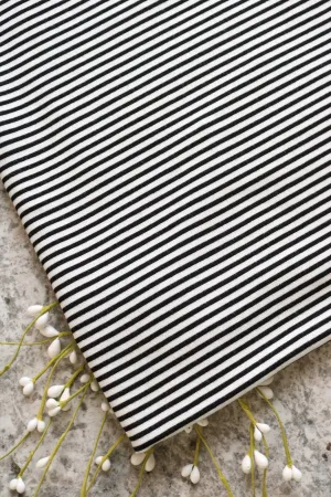 Black & Ivory Mini Stripe Rayon Spandex Jersey