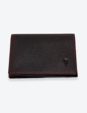 Black Leather Wallet with Red Interior