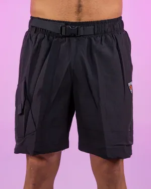 Black Nylon 6 Inch Inseam Shorts