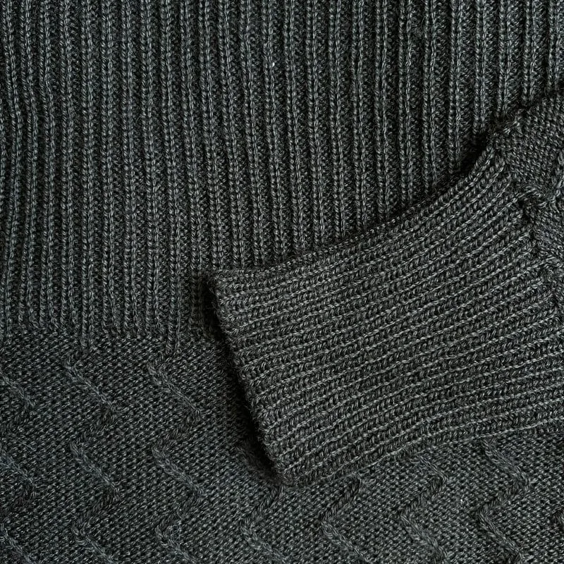 Boatneck Zig-Zag Jumper - Black Merino Wool