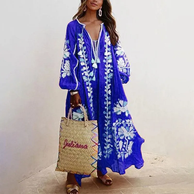 Boho V-neck Print Dress