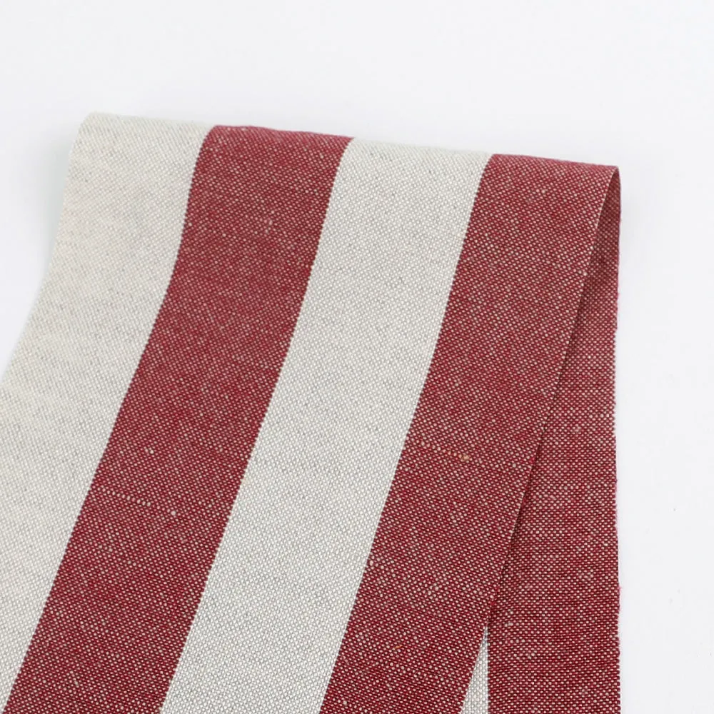 Bold Stripe Rayon / Linen - Sangria