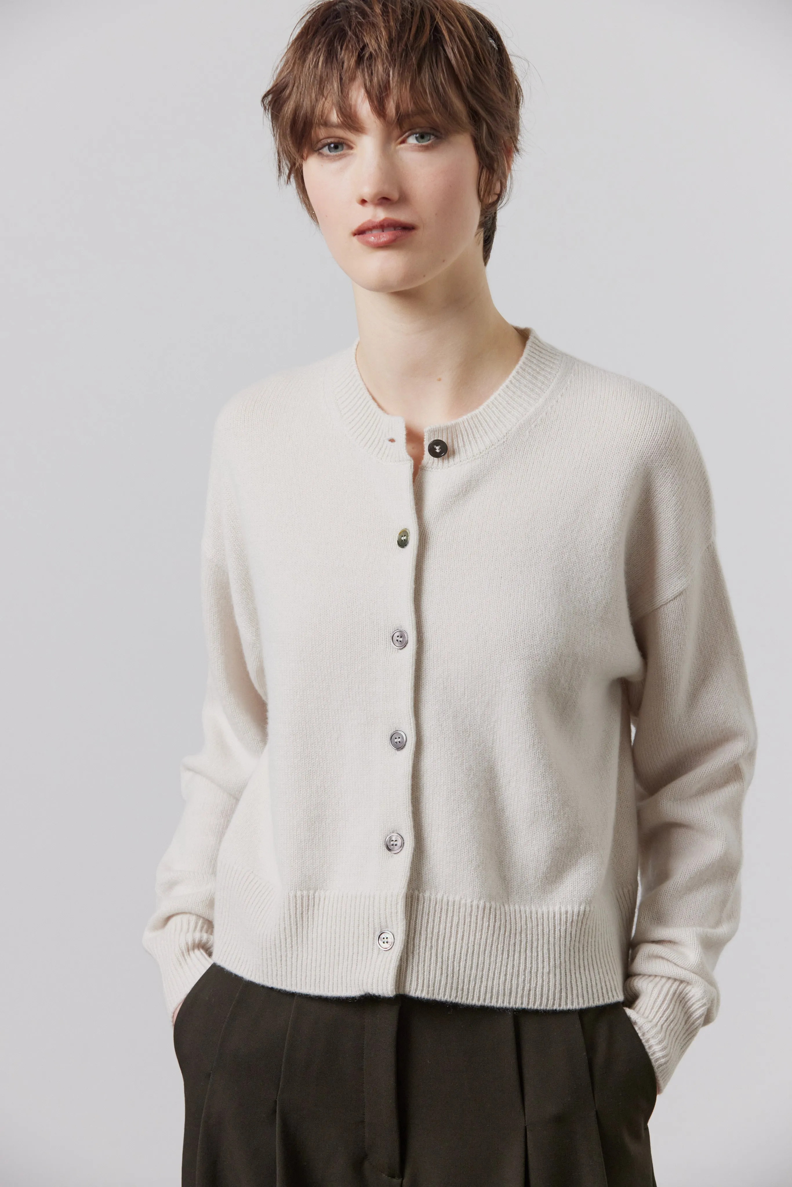 Boxy Cashmere Cardigan - Putty