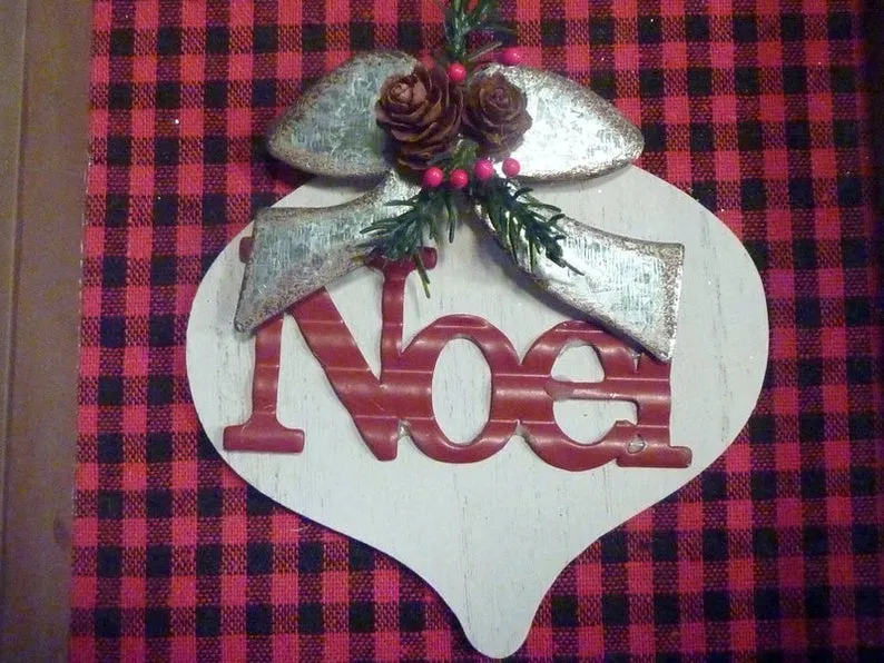 Buffalo plaid Christmas decor, Christmas Farmhouse shelf sitter, Christmas decorations