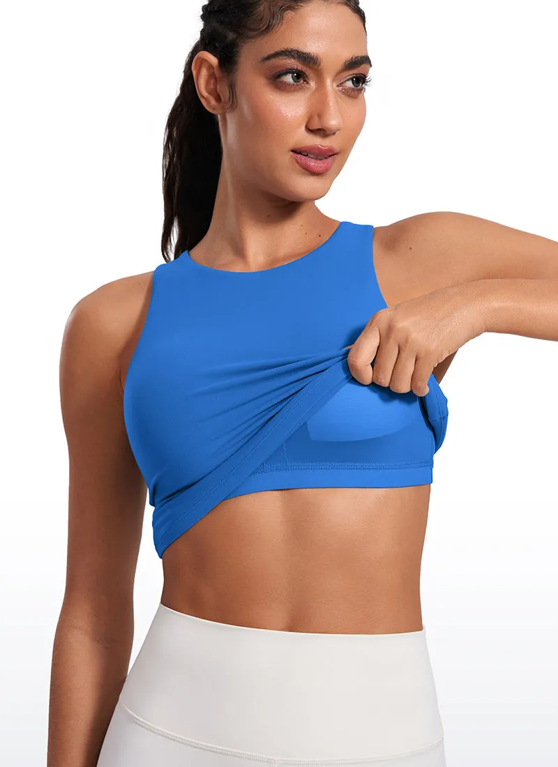 Butterluxe Waist Length Built-in Bra Tanks High Neck