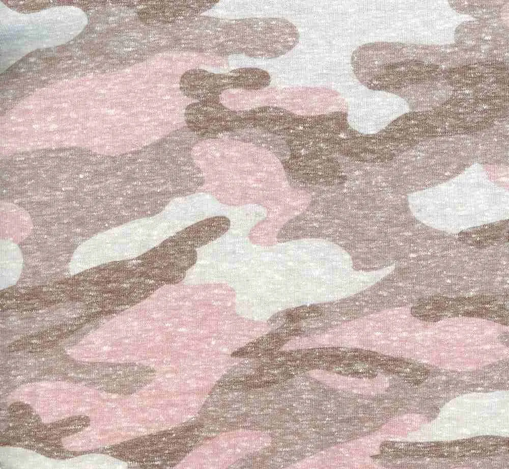 CAMOUFLAGE ARMY PRINTED ON POLY RICH FRENCH TERRY TRIBLEND NF00033-056