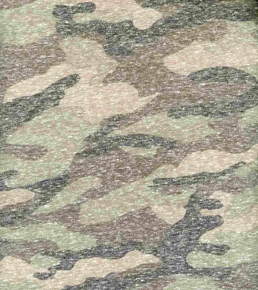 CAMOUFLAGE ARMY PRINTED ON POLY RICH FRENCH TERRY TRIBLEND NF00033-056