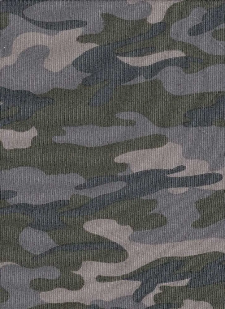 CAMOUFLAGE PRINTED ON SOFT POLYESTER SPANDEX 4X2 RIB NF00033-026