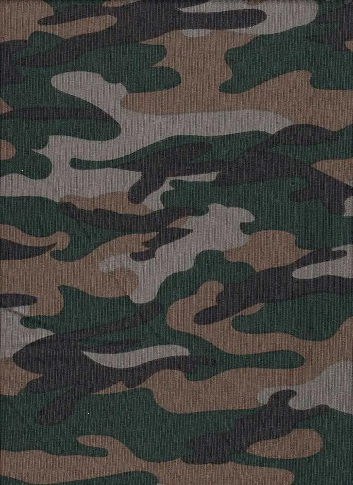 CAMOUFLAGE PRINTED ON SOFT POLYESTER SPANDEX 4X2 RIB NF00033-026