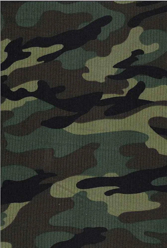 CAMOUFLAGE PRINTED ON SOFT POLYESTER SPANDEX 4X2 RIB NF00033-026