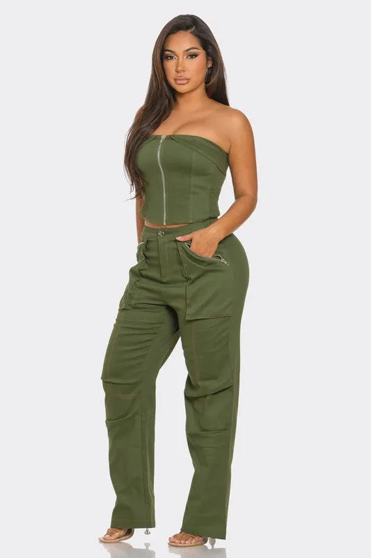 Cargo Pant and Spaghetti Strap Top