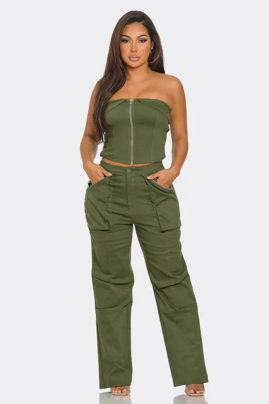 Cargo Pant and Spaghetti Strap Top