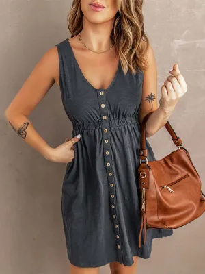 Casual Buttons Vest Dress(9 Colors)