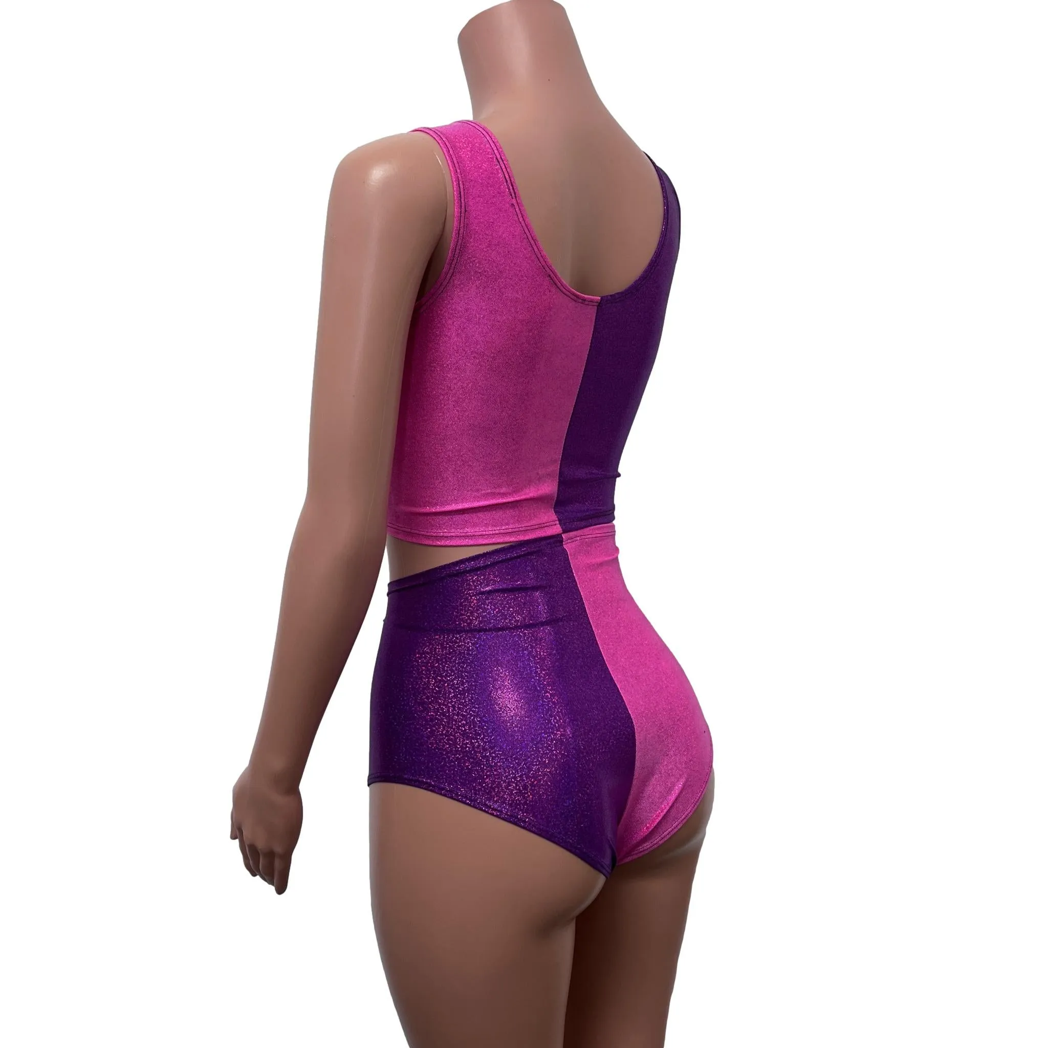 Cheshire Rave Outfit - Pink/Purple Sparkle Festival Set