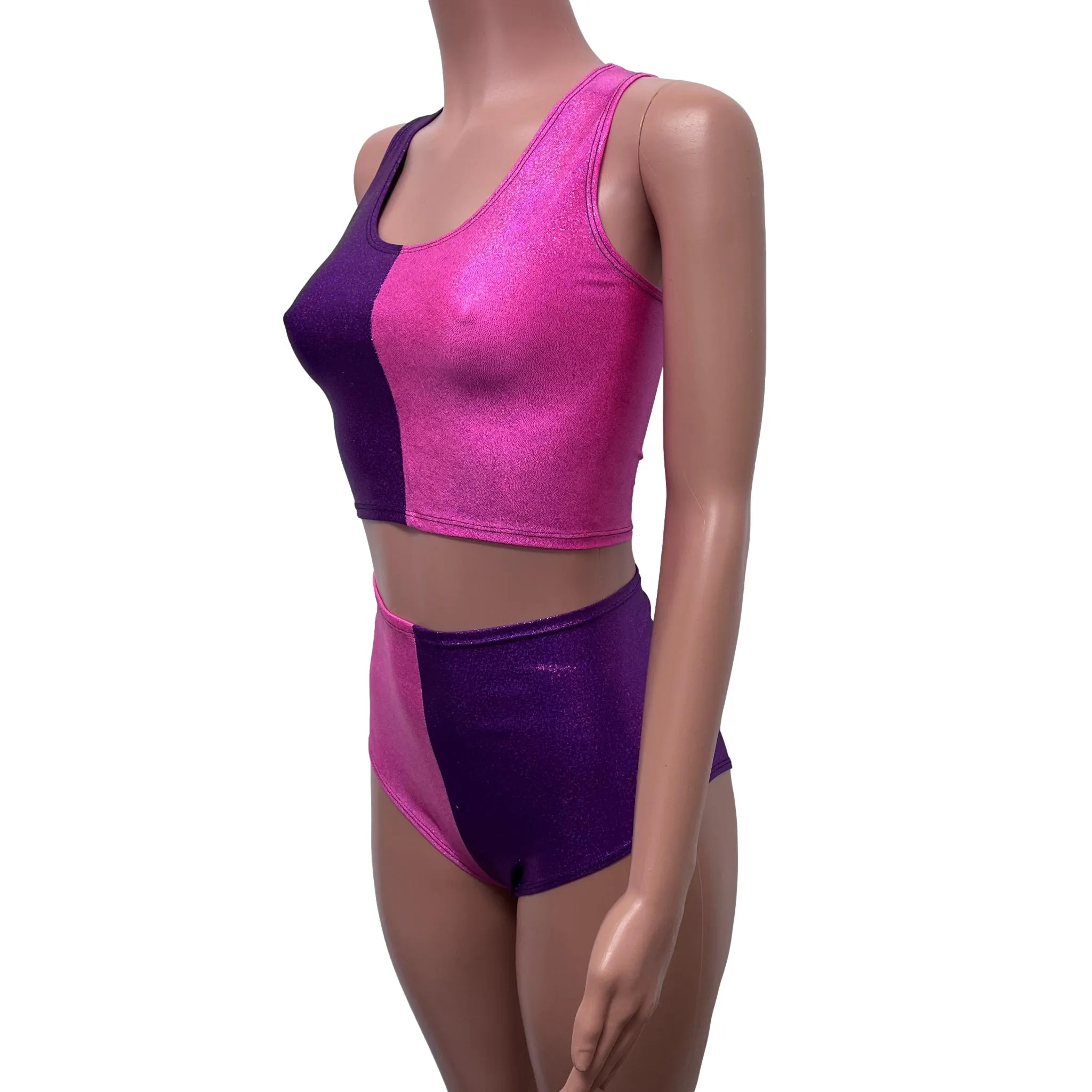 Cheshire Rave Outfit - Pink/Purple Sparkle Festival Set