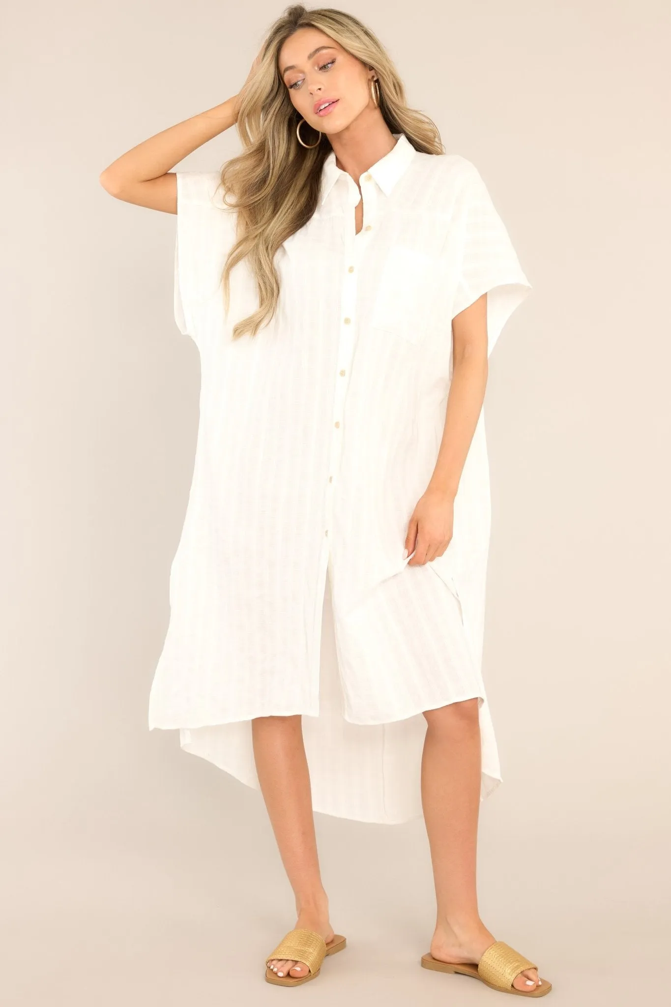 Choose Joy Ivory Midi Shirt Dress