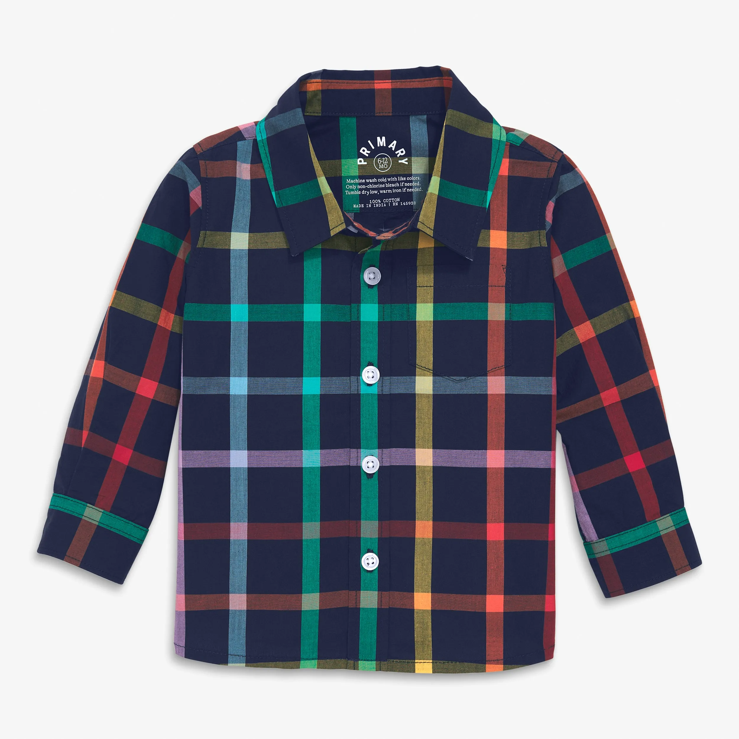 Clearance baby rainbow plaid button down