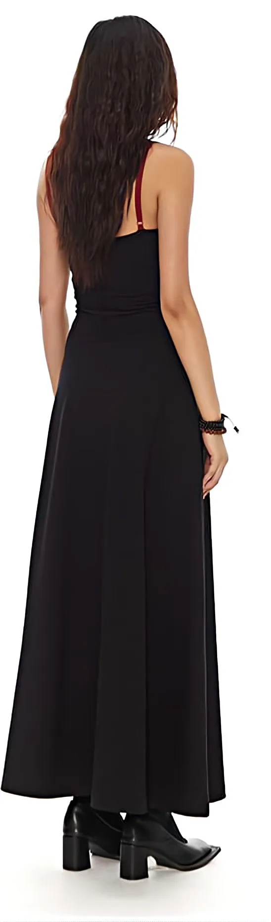 Contrast Spaghetti Strap Maxi Dress