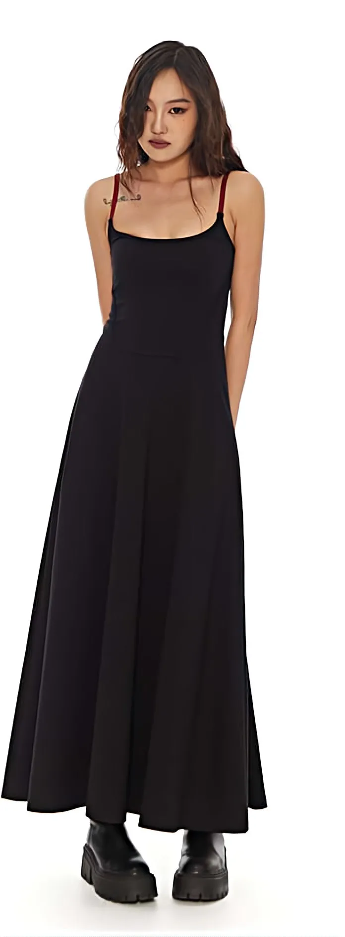 Contrast Spaghetti Strap Maxi Dress