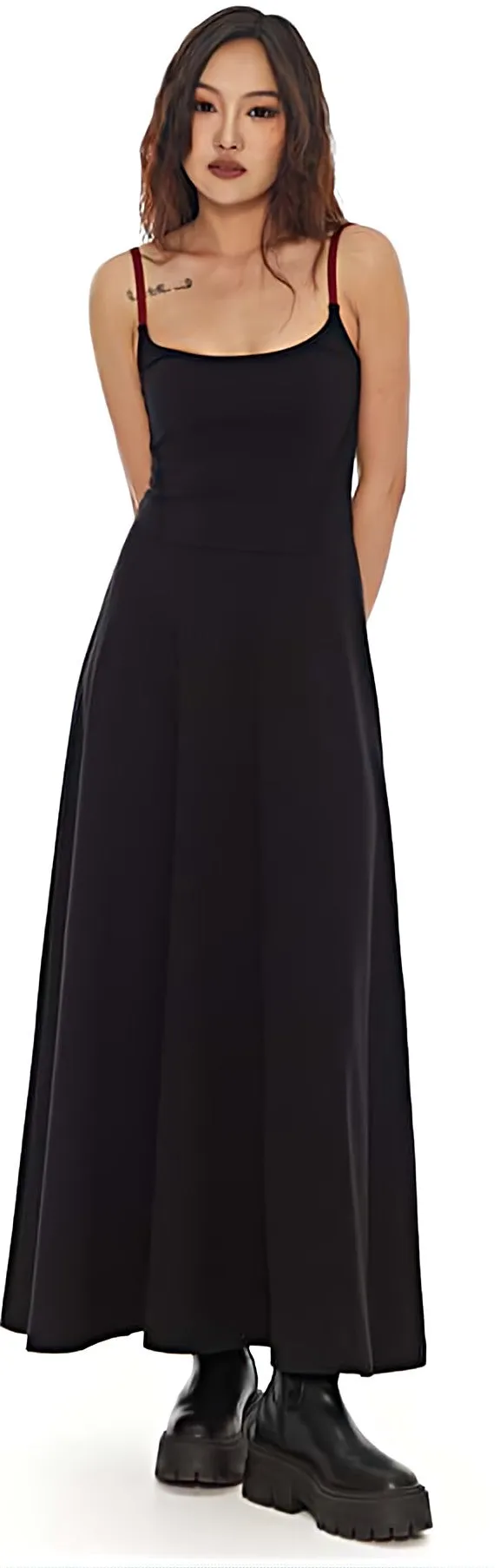 Contrast Spaghetti Strap Maxi Dress